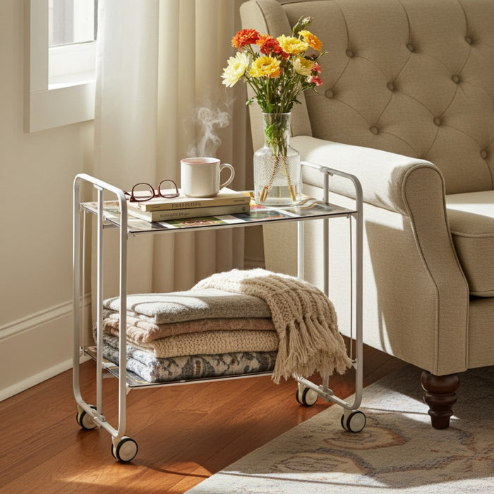 Carrello pieghevole da cucina BAUHAUS, 2 vassoi. Struttura grigio