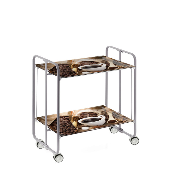 Carrello pieghevole da cucina BAUHAUS, 2 vassoi. Struttura grigio