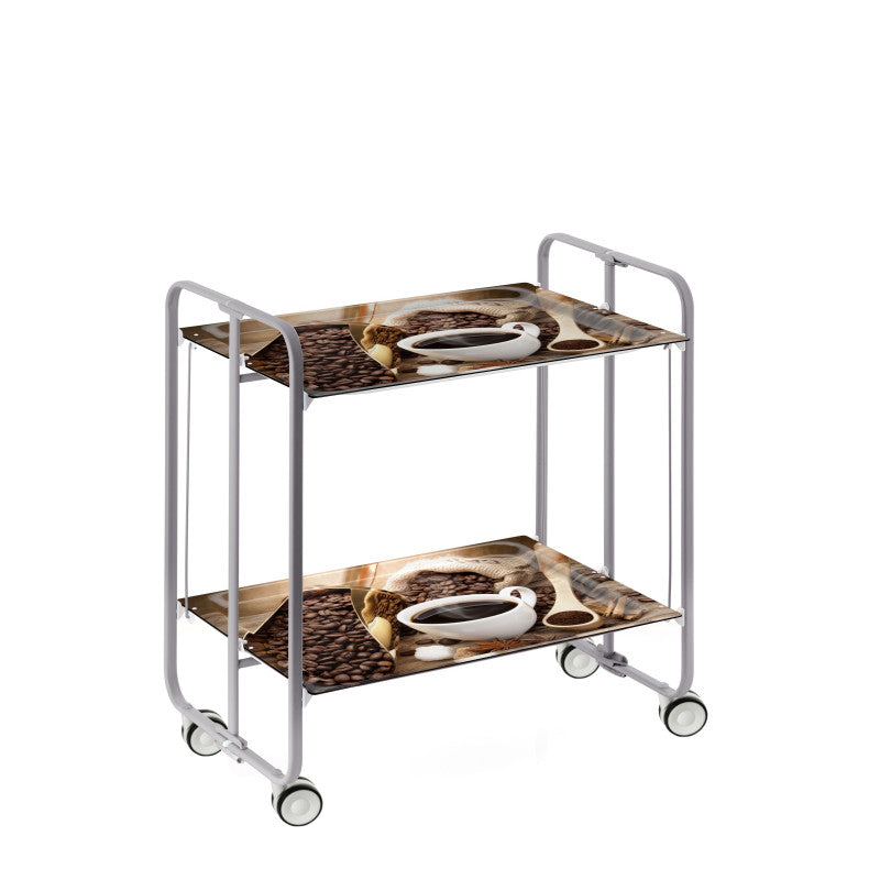 Carrello pieghevole da cucina BAUHAUS, 2 vassoi. Struttura grigio