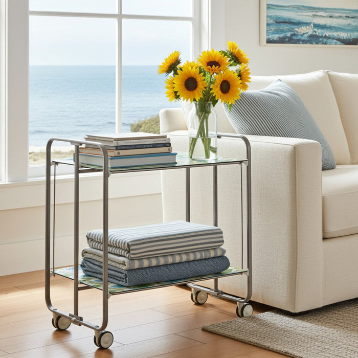 Carrello pieghevole da cucina BAUHAUS, 2 vassoi. Struttura grigio