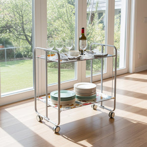 Carrello pieghevole da cucina BAUHAUS, 2 vassoi. Struttura grigio