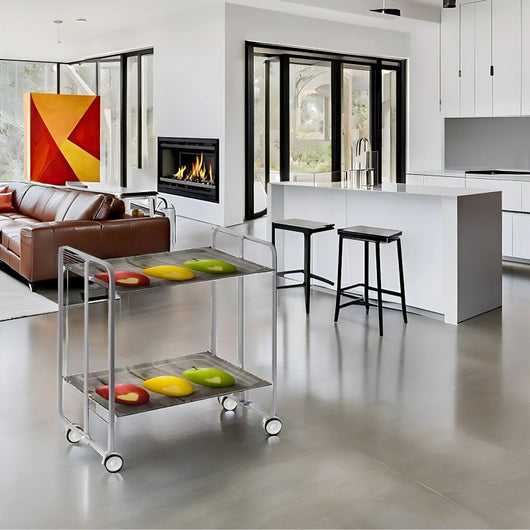 Carrello pieghevole da cucina BAUHAUS, 2 vassoi. Struttura grigio