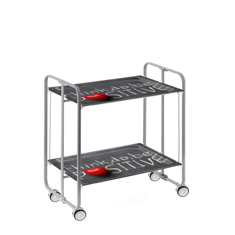 Carrello pieghevole da cucina BAUHAUS, 2 vassoi. Struttura grigio
