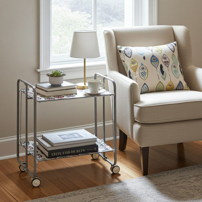 Carrello pieghevole da cucina BAUHAUS, 2 vassoi. Struttura grigio