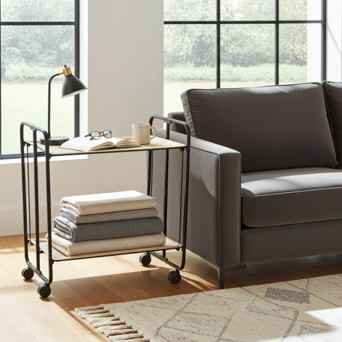 Carrello pieghevole da cucina BAUHAUS, 2 vassoi. Struttura nera