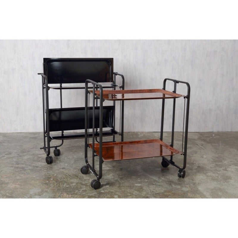 Carrello pieghevole da cucina BAUHAUS, 2 vassoi. Struttura nera