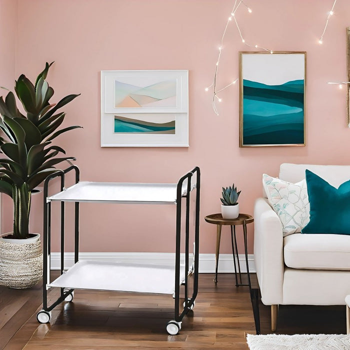 Carrello pieghevole da cucina BAUHAUS, 2 vassoi. Struttura nera