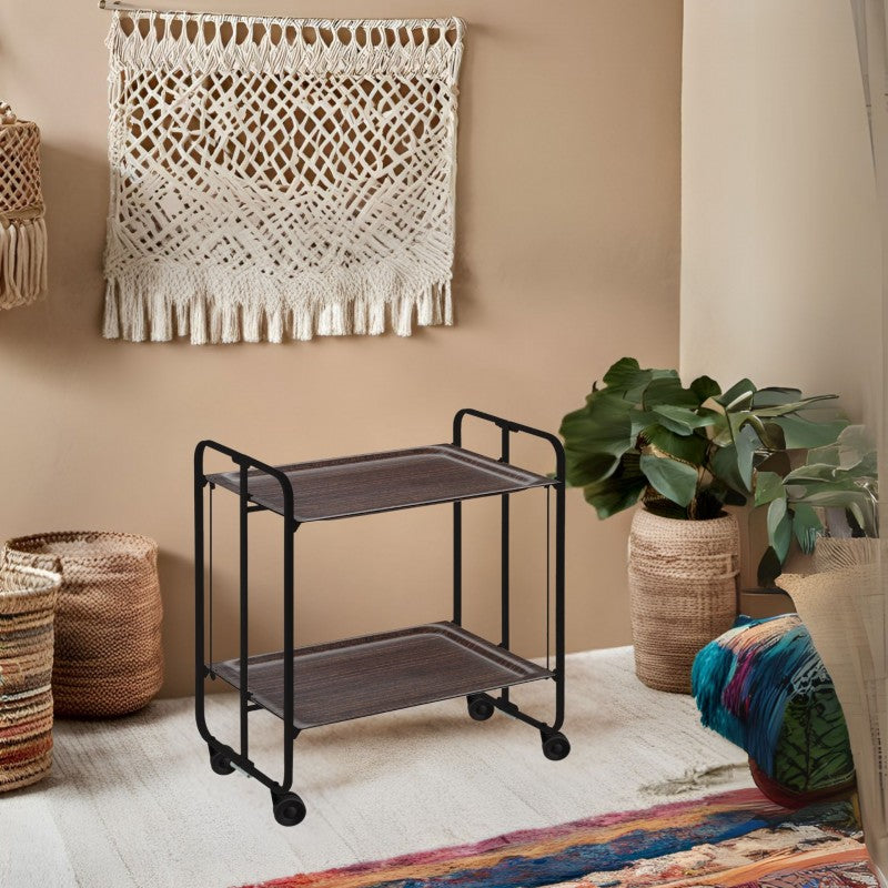 Carrello pieghevole da cucina BAUHAUS, 2 vassoi. Struttura nera