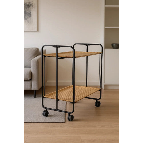 Carrello pieghevole da cucina BAUHAUS, 2 vassoi. Struttura nera