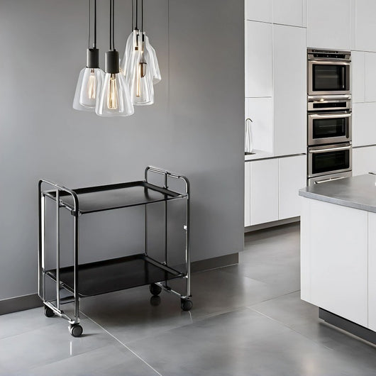 Carrello pieghevole da cucina BAUHAUS, 2 vassoi. Struttura nera