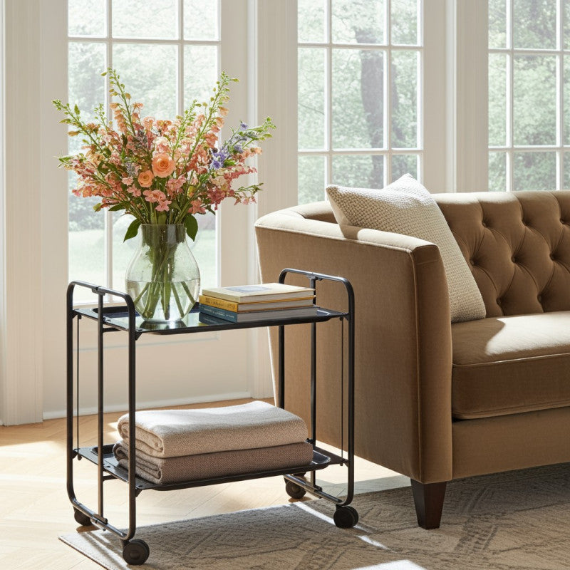 Carrello pieghevole da cucina BAUHAUS, 2 vassoi. Struttura nera