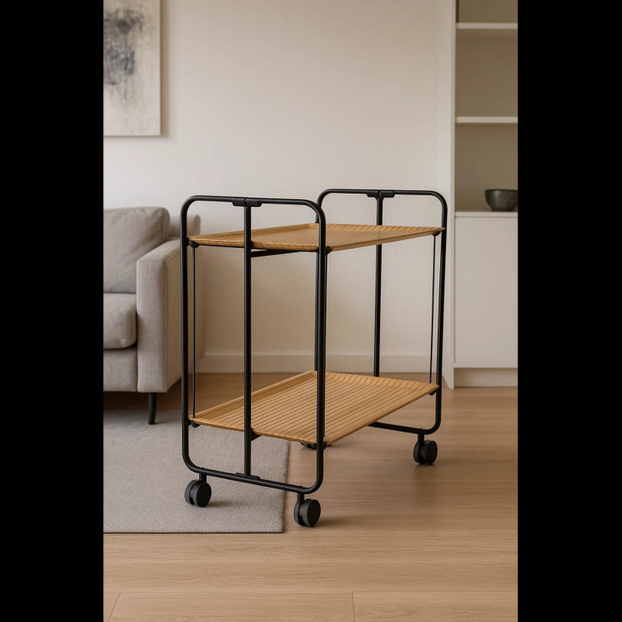 Carrello pieghevole da cucina BAUHAUS, 2 vassoi. Struttura nera