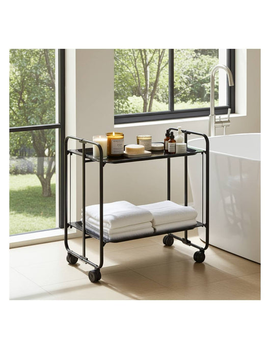Carrello pieghevole da cucina BAUHAUS, 2 vassoi. Struttura nera