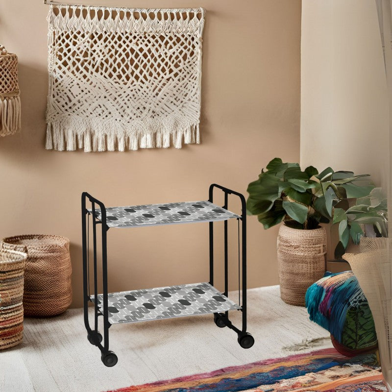 Carrello pieghevole da cucina BAUHAUS, 2 vassoi. Struttura nera