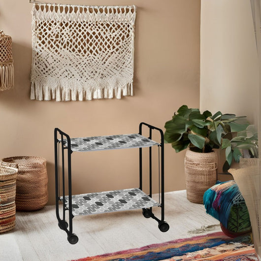 Carrello pieghevole da cucina BAUHAUS, 2 vassoi. Struttura nera