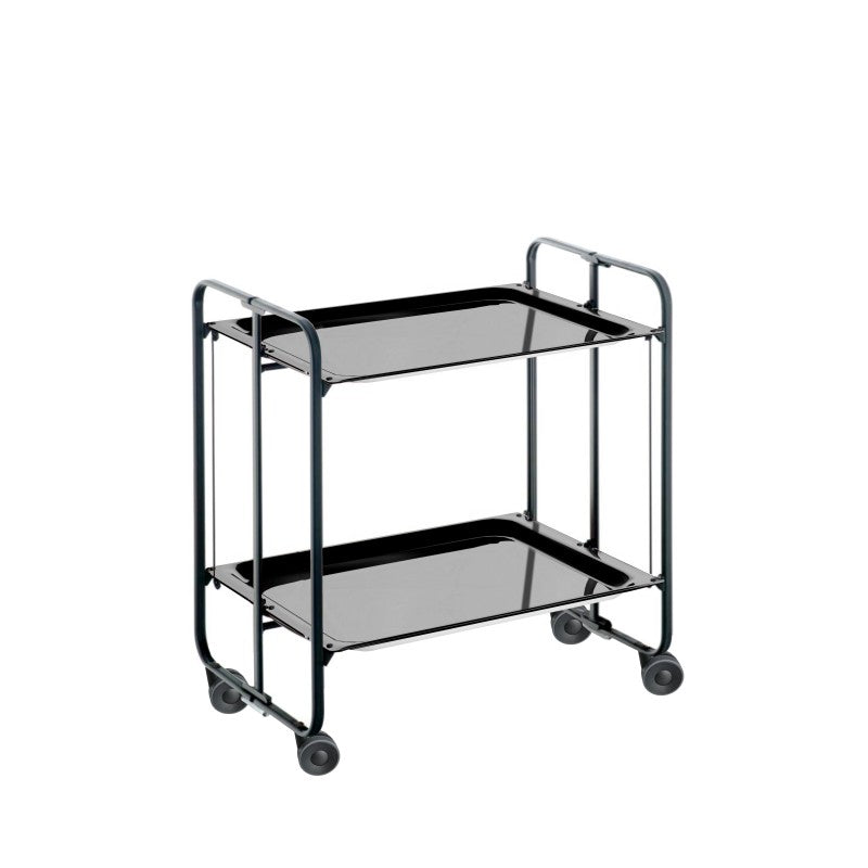 Carrello pieghevole da cucina BAUHAUS, 2 vassoi. Struttura nera