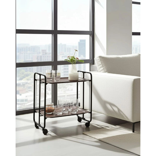 Carrello pieghevole da cucina BAUHAUS, 2 vassoi. Struttura nera