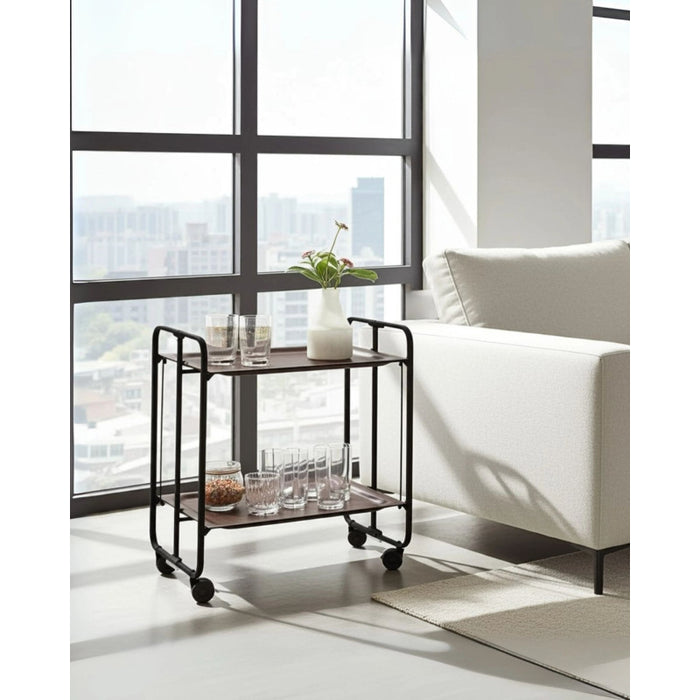 Carrello pieghevole da cucina BAUHAUS, 2 vassoi. Struttura nera