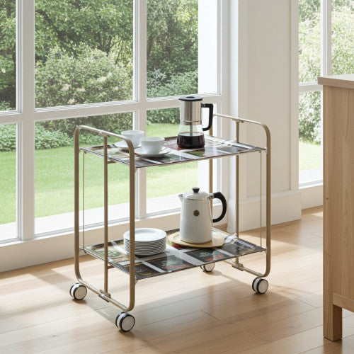 Carrello pieghevole da cucina BAUHAUS, 2 vassoi. Struttura sabbia