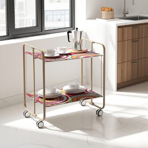 Carrello pieghevole da cucina BAUHAUS, 2 vassoi. Struttura sabbia