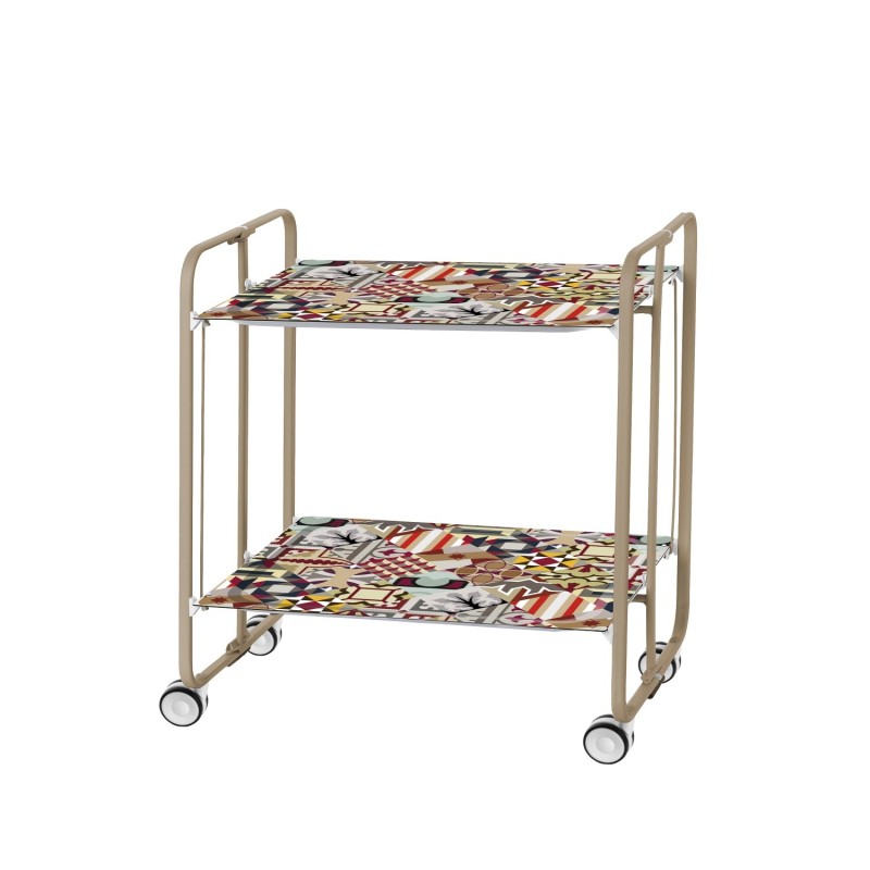 Carrello pieghevole da cucina BAUHAUS, 2 vassoi. Struttura sabbia