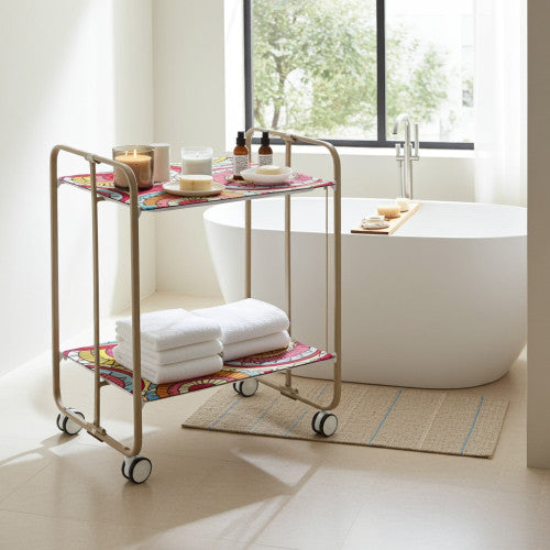 Carrello pieghevole da cucina BAUHAUS, 2 vassoi. Struttura sabbia