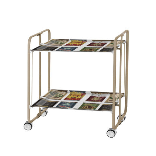 Carrello pieghevole da cucina BAUHAUS, 2 vassoi. Struttura sabbia