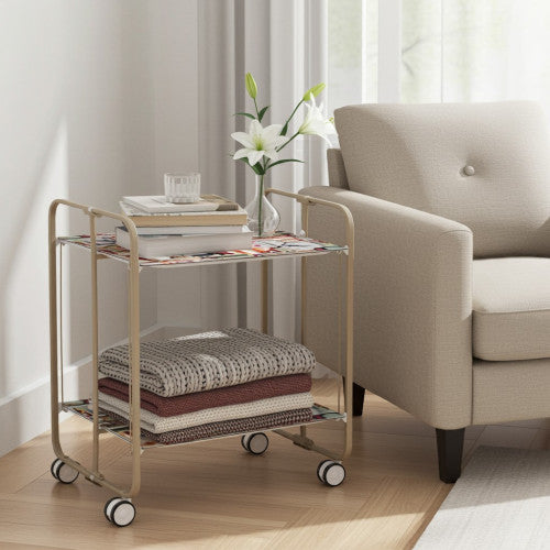 Carrello pieghevole da cucina BAUHAUS, 2 vassoi. Struttura sabbia