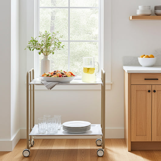 Carrello pieghevole da cucina BAUHAUS, 2 vassoi. Struttura sabbia