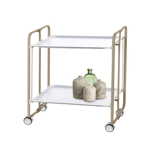 Carrello pieghevole da cucina BAUHAUS, 2 vassoi. Struttura sabbia