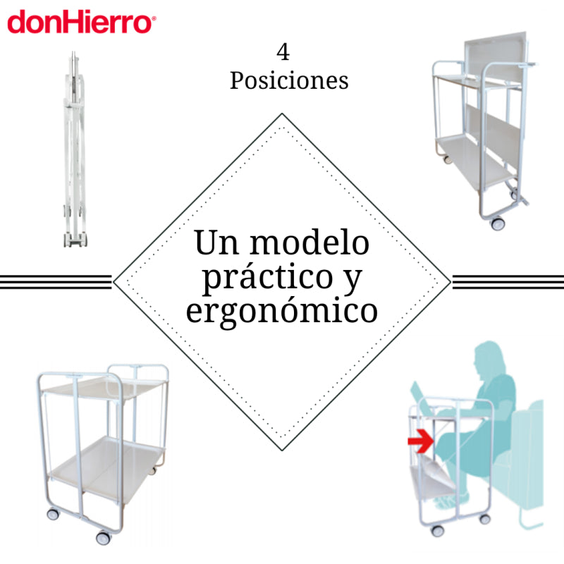 Carrello pieghevole da cucina BAUHAUS, 2 vassoi. Telaio bagno d'oro