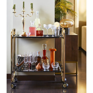 Carrello pieghevole da cucina BAUHAUS, 2 vassoi. Telaio bagno d'oro