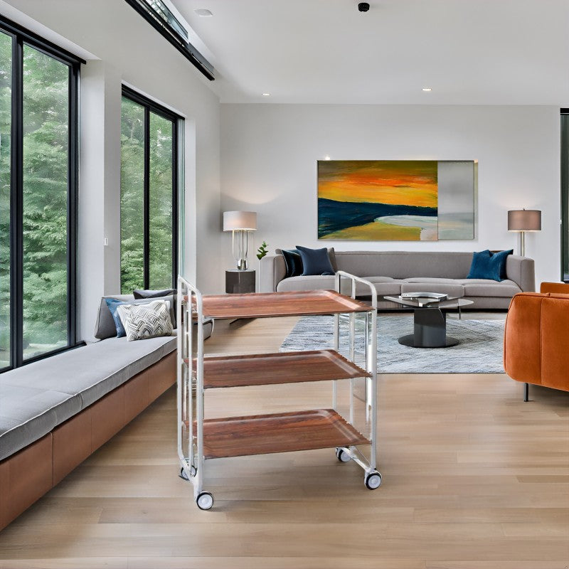 Carrello pieghevole da cucina BAUHAUS, 3 vassoi. Struttura bianca