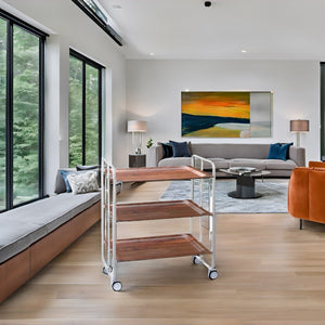 Carrello pieghevole da cucina BAUHAUS, 3 vassoi. Struttura bianca