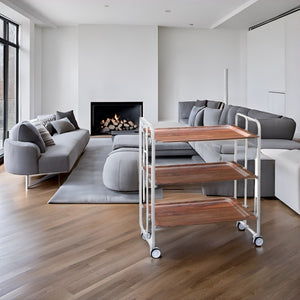 Carrello pieghevole da cucina BAUHAUS, 3 vassoi. Struttura bianca