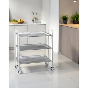 Carrello pieghevole da cucina BAUHAUS, 3 vassoi. Struttura bianca