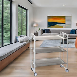 Carrello pieghevole da cucina BAUHAUS, 3 vassoi. Struttura bianca