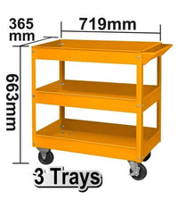 Carrello Porta Attrezzi Da Officina Portautensili 3 Ripiani Con 4 Ruote Acciaio         