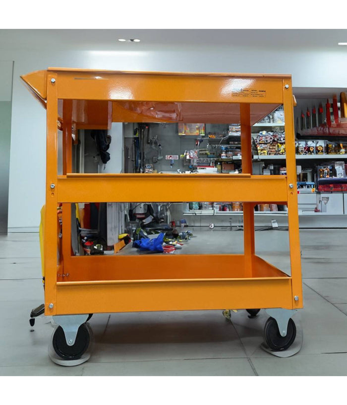 Carrello Porta Attrezzi Da Officina Portautensili 3 Ripiani Con 4 Ruote Acciaio         