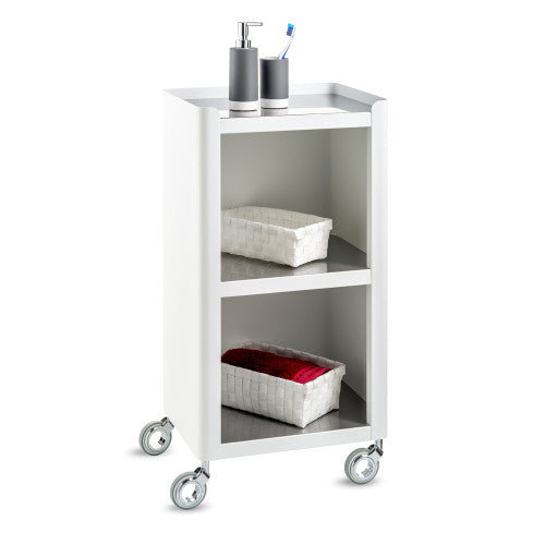 Carrello Portaoggetti a 3 Ripiani, carrello salvaspazio, bianco - acciaio inossidabile, LOUISE