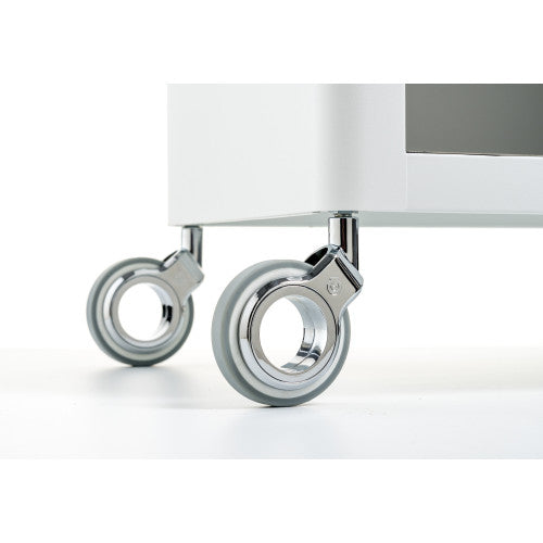 Carrello Portaoggetti a 3 Ripiani, carrello salvaspazio, bianco - acciaio inossidabile, LOUISE