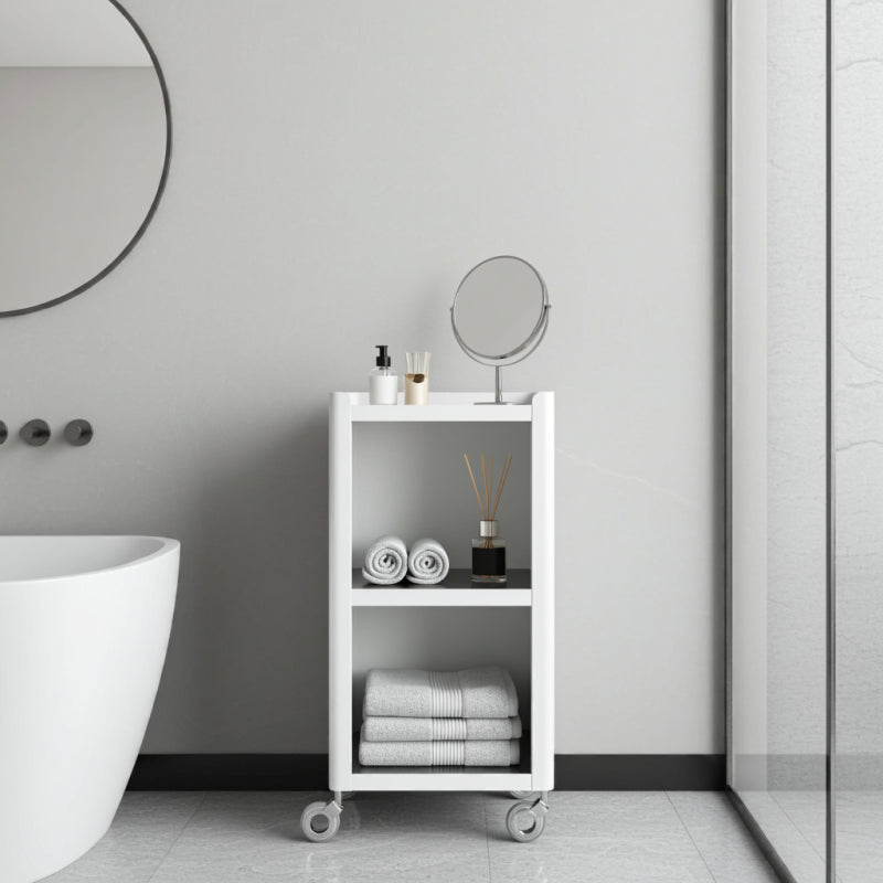 Carrello Portaoggetti a 3 Ripiani, carrello salvaspazio, bianco - acciaio inossidabile, LOUISE