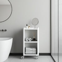 Carrello Portaoggetti a 3 Ripiani, carrello salvaspazio, bianco - acciaio inossidabile, LOUISE