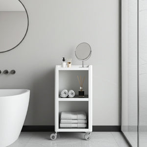 Carrello Portaoggetti a 3 Ripiani, carrello salvaspazio, bianco - acciaio inossidabile, LOUISE