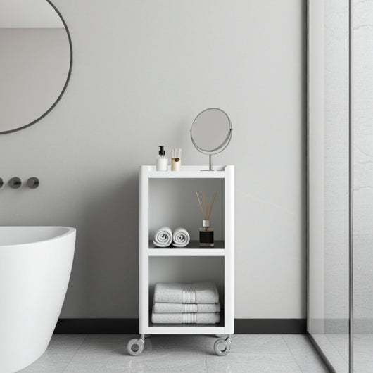 Carrello Portaoggetti a 3 Ripiani, carrello salvaspazio, bianco - acciaio inossidabile, LOUISE