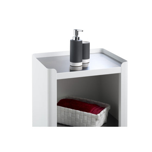 Carrello Portaoggetti a 3 Ripiani, carrello salvaspazio, bianco - acciaio inossidabile, LOUISE