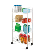 Carrello Portaoggetti Porta Oggetti 4 Ripiani Bianco Per Cucina Bagno 30x40x77cm         