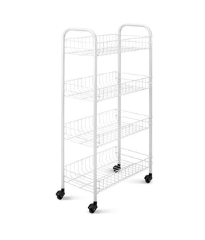 Carrello Portaoggetti Porta Oggetti 4 Ripiani Bianco Per Cucina Bagno 30x40x77cm         