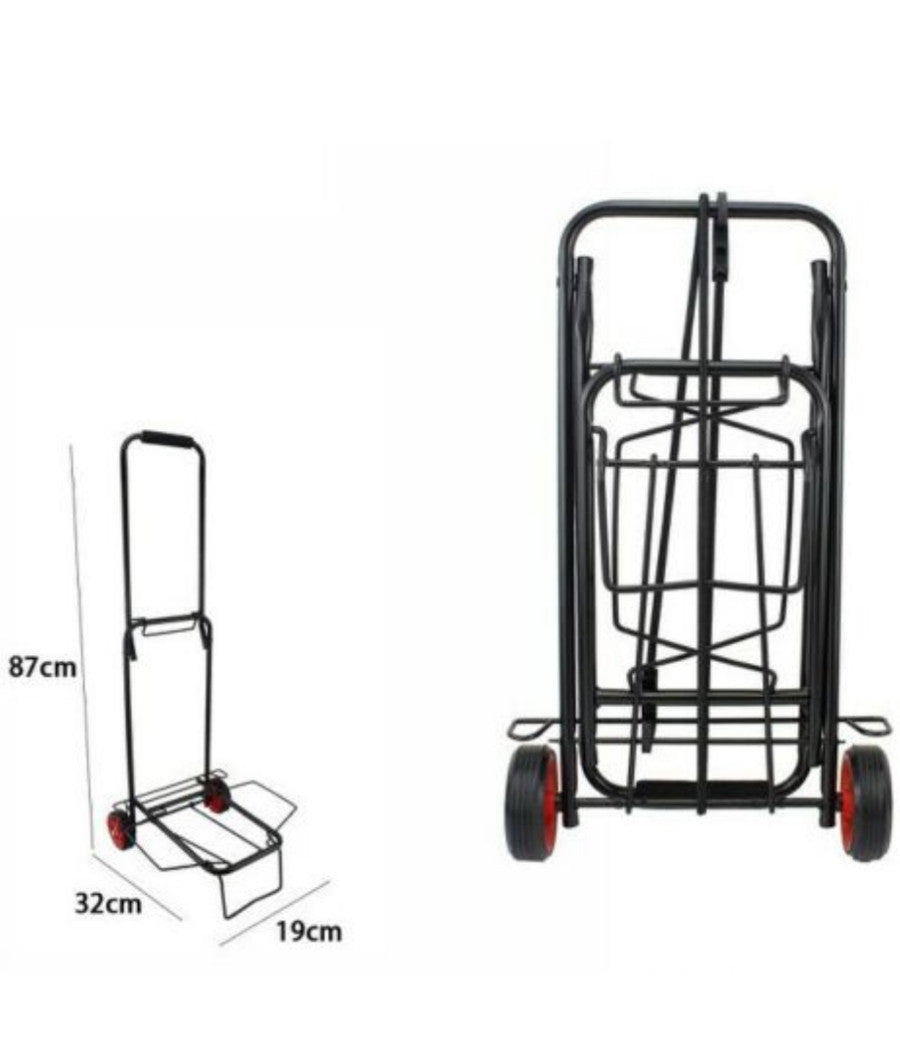 Carrello Portapacchi Alluminio Pieghevole Richiudibile Portata Max 50 Kg 2 Ruote         