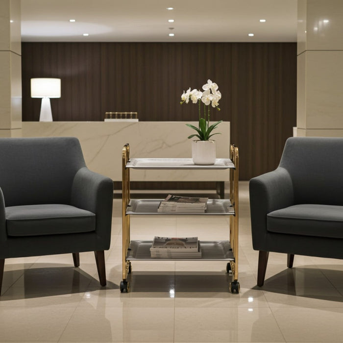 Carrello salvaspazio cucina, pieghevole, 3 ripiani, BAUHAUS. Struttura bagno d'oro